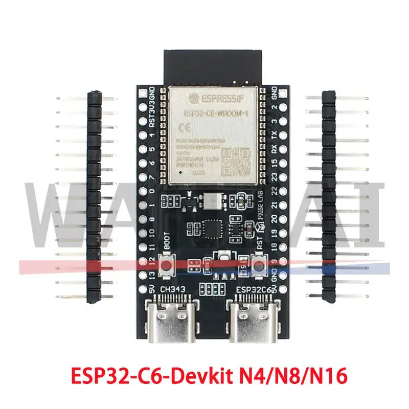 ESP32 ESP32-C6 WiFi+Bluetooth Internet Of Things Dual Type-C Development Board Core Board ESP32-C6-DevKit C N4R2 For Arduino