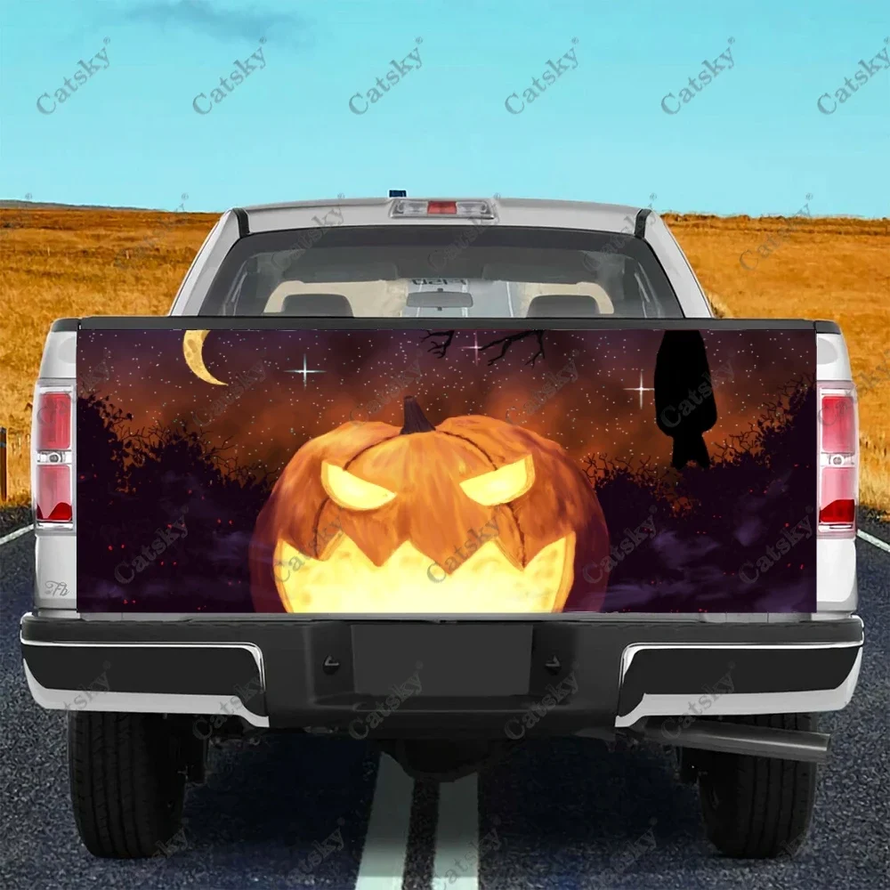 

Halloween Shining Pumpkin Car Tail Trunk Protect Vinly Wrap Sticker Decal Car Hood Decoration Sticker for SUV Off-road Pickup