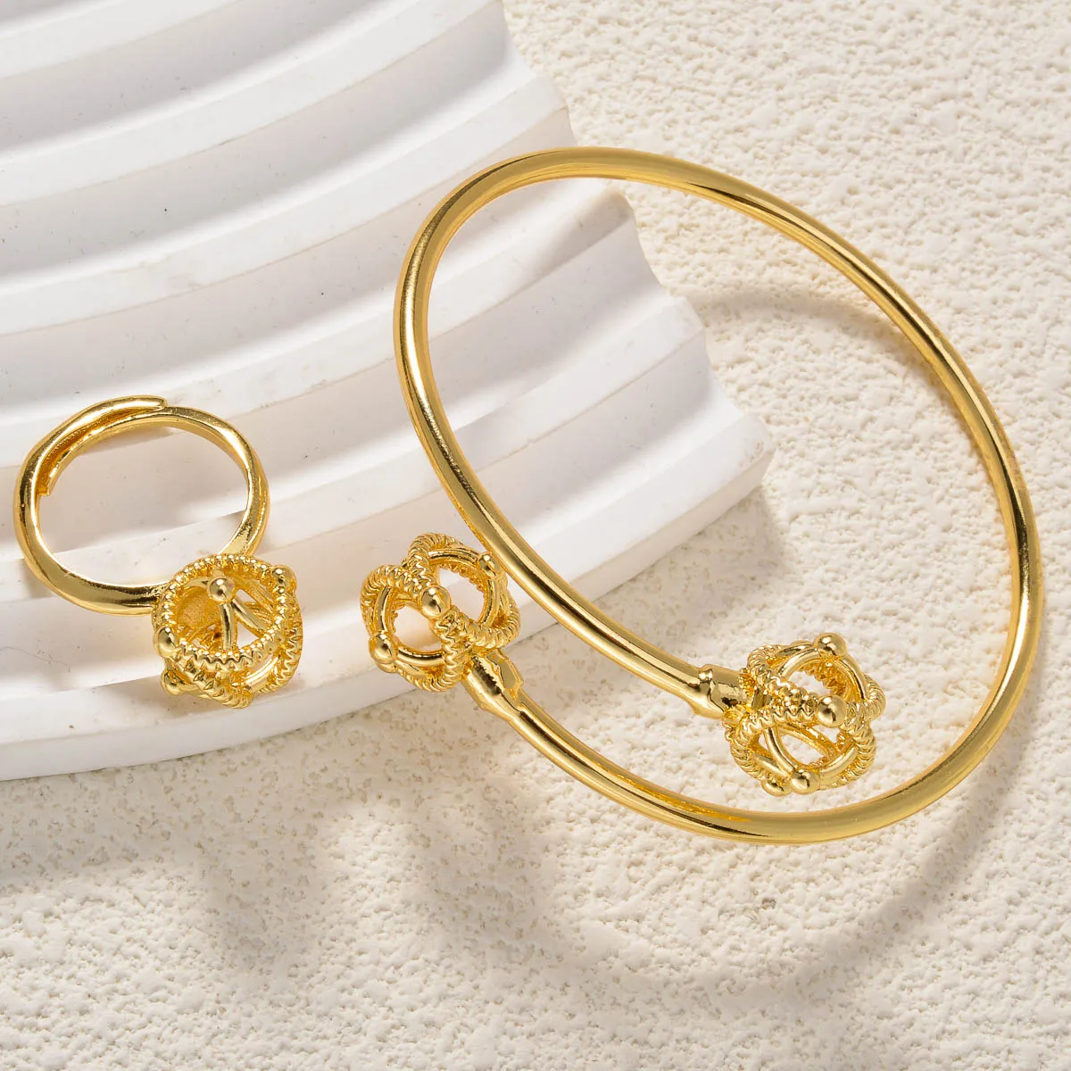 ZEADear Jewelry Sets for Women Best Friends Gift Gold Color Bracelet Classic Bangle Artistic Ring Luxury