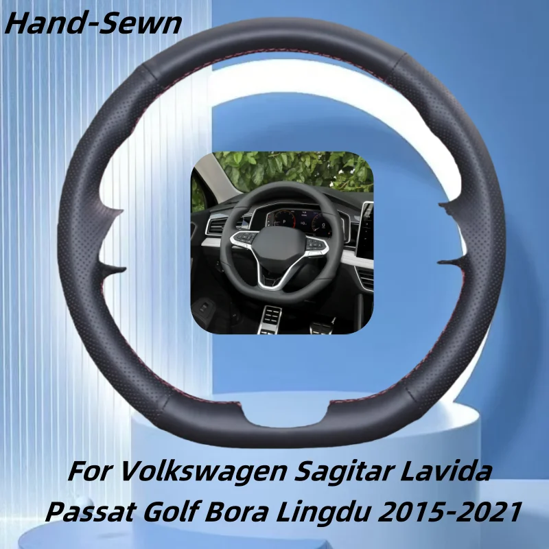 

Car Steering Wheel Cover Hand-Sewn Microfiber Leather For Volkswagen Sagitar Lavida Passat Golf Bora Lingdu 2015-2021