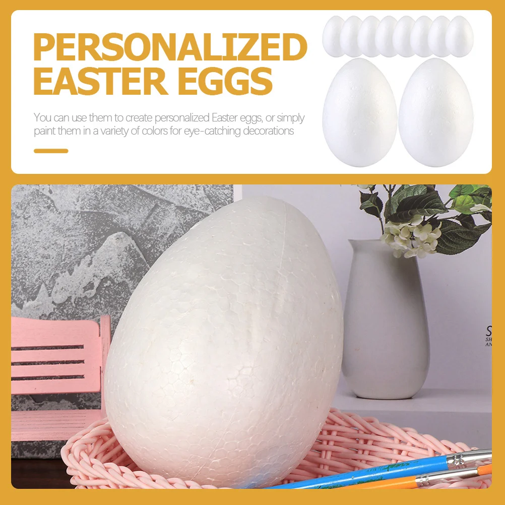 

10pcs Easter Foam Eggs Diy Crafts Painting Decorative Blank Unfinished Party Favors Festival Holiday Decoration Graffiti