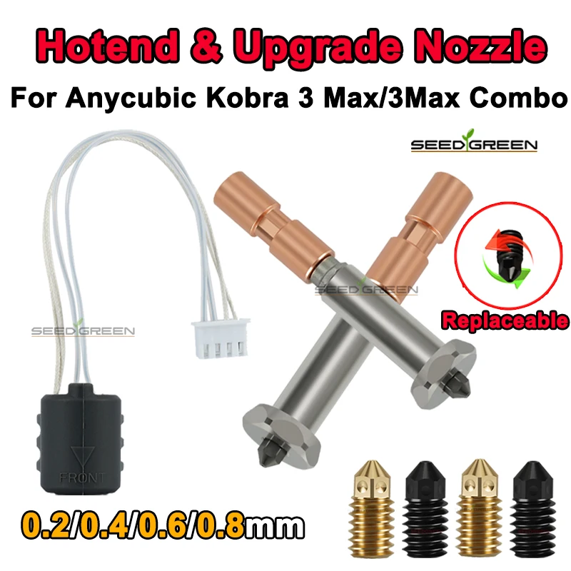 

For Anycubic Kobra 3 Max Nozzle Hotend Kobra 3 Max Combo Quick-Swap Nozzle Hardened Steel 0.4 0.6 0.8 upgrade nozzle hotend