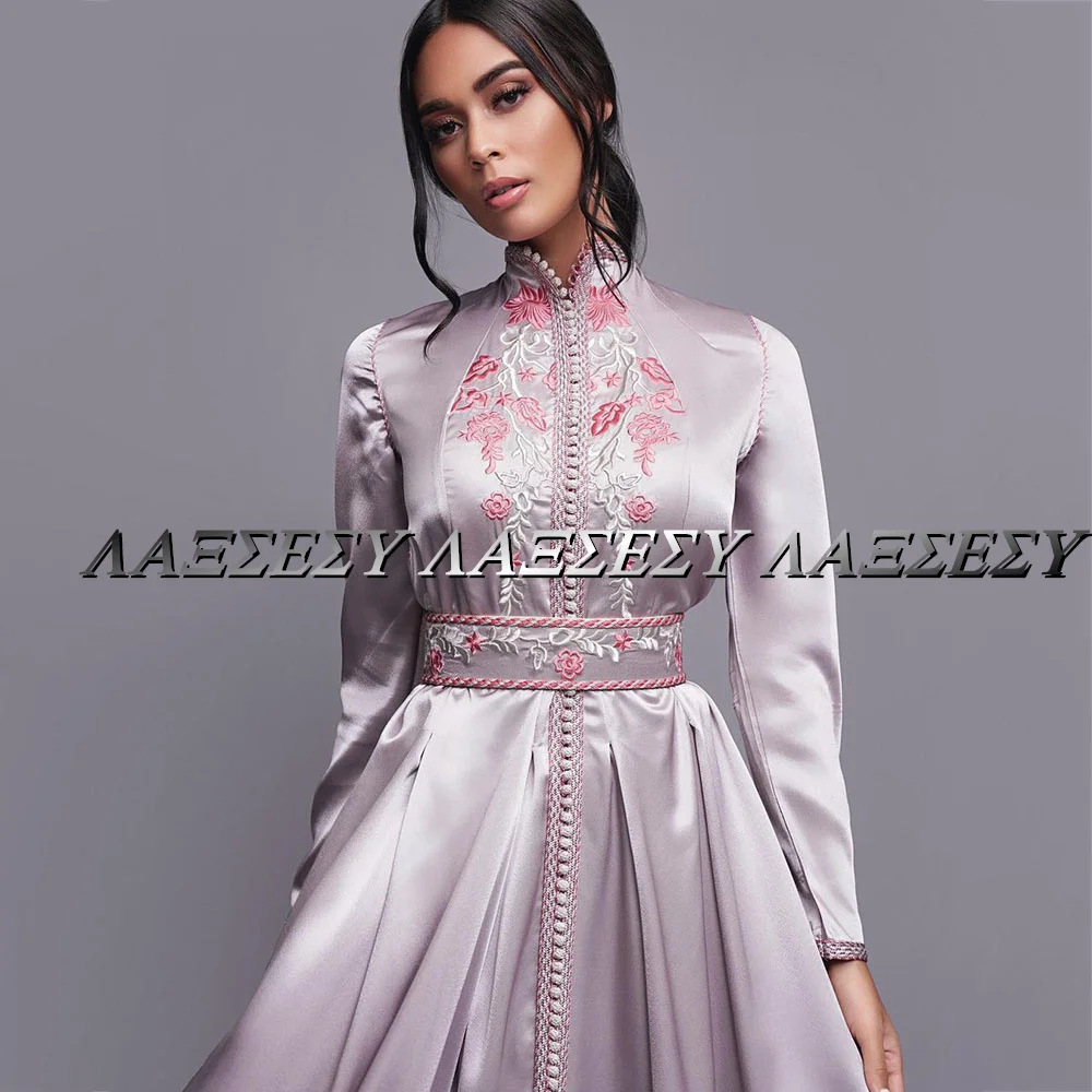 Laxsesu  A-Line Moroccan Caftan Evening Dresses High Neck Appliques Saudi Arabia Prom Dresses 2022 Dubai Bride Gown De Fiesta