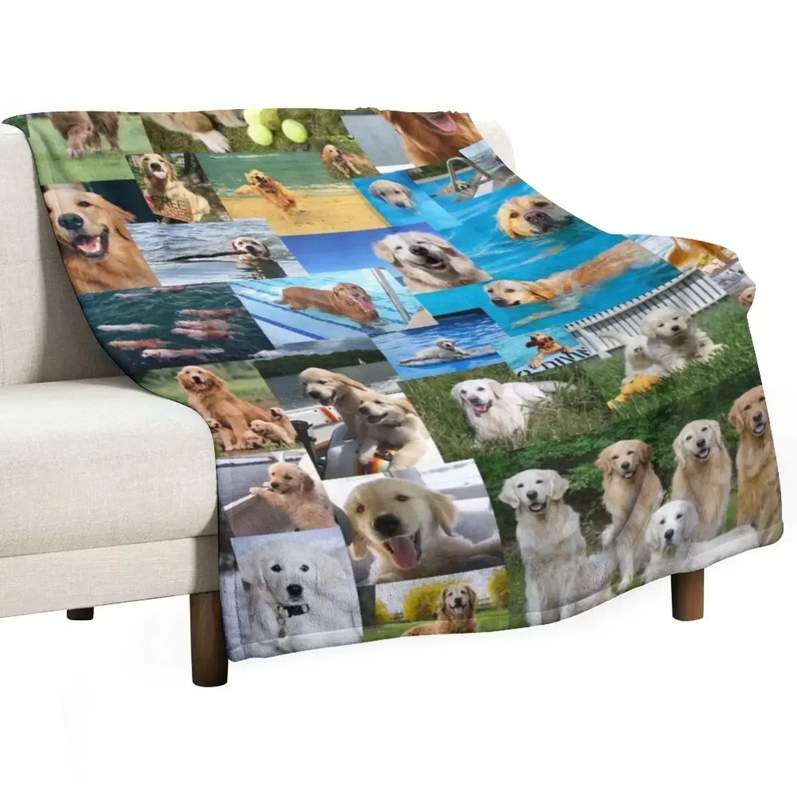 

Golden retriever collage Throw Blanket Sofa Quilt Cute Plaid Cute Thermal Blankets