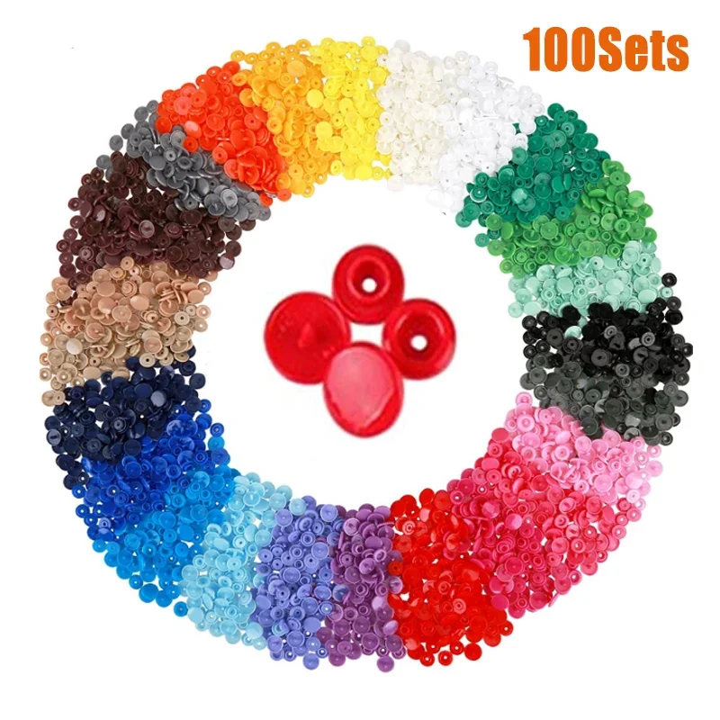 100 Sets Plastic Snaps Button Fasteners T3 Bag Folder Dark Clasp Button Resin Garment Accessories For Clothes