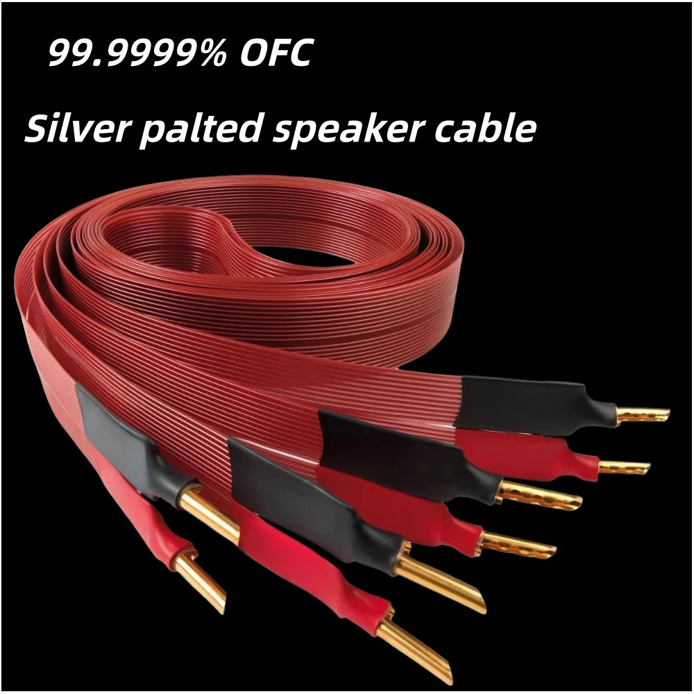 

Плоский посеребренный акустический кабель 99,9999% OFC аудиофильский Hi-Fi аудиоусилитель кабель громкоговорителя для улучшенного качества звука