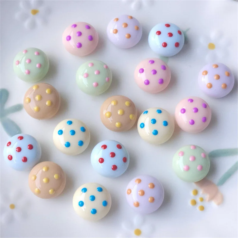 Wholesale 50pcs/lot 16mm drop oil dot pattern print geometry rounds shape resin cabochon bead diy jewelry garment hair accessory