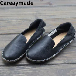 Careaymade-Spring,Genuine leather shoes,pure handmade flat shoes,women the retro art mori girl shoes,Women fashion Cotton shoes