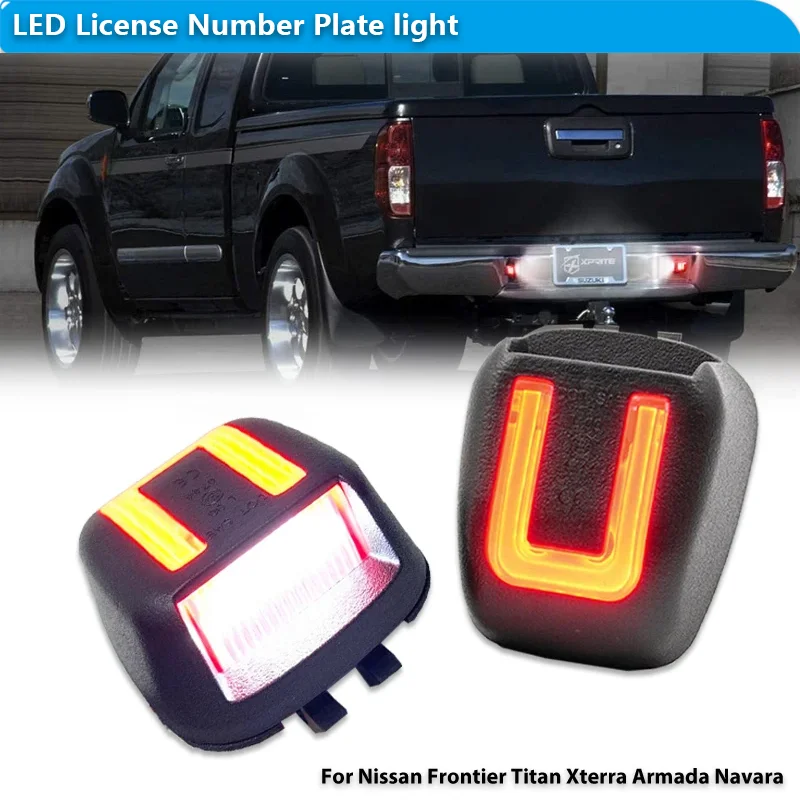 For Nissan Frontier Titan Xterra Armada Navara , For Suzuki Equator Error Free White & Red LED License Number Plate Lights 12V