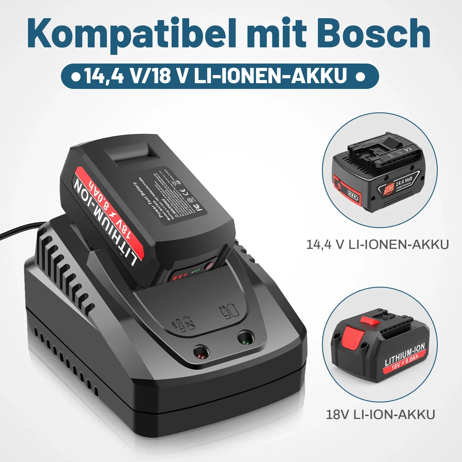 Akumulator litowo-jonowy Bosch GBA 18V 8.0Ah Professional z diodą LED, zamiennik do ładowarki Bosch 18V, BAT609G BAT622 BAT618G — zdjęcie produktu 5