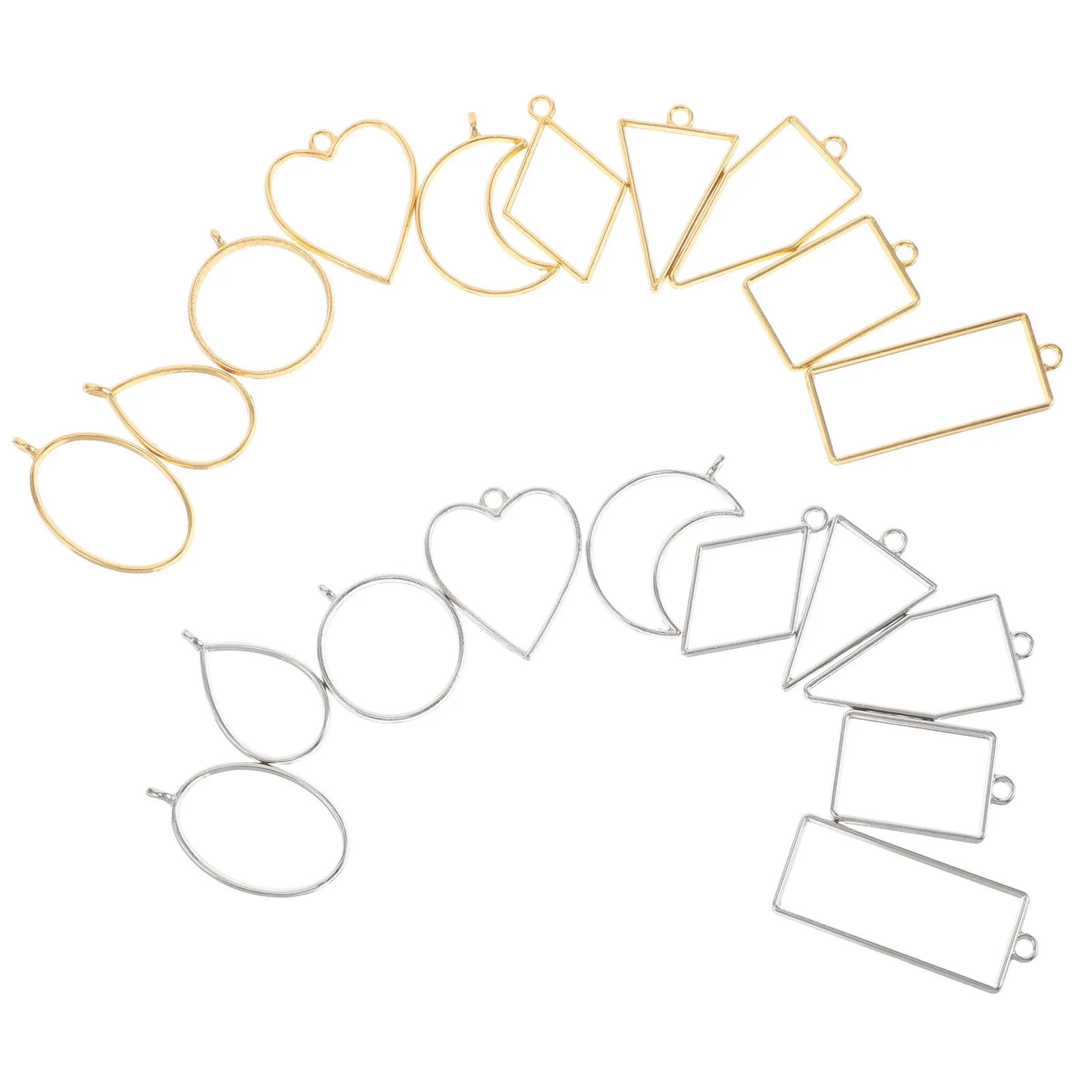 

20Pcs Zinc Alloy Hollow Heart Teardrop Geometric Resin Bezel Frames for DIY Jewelry Making Pendant Earring Crafting Supplies