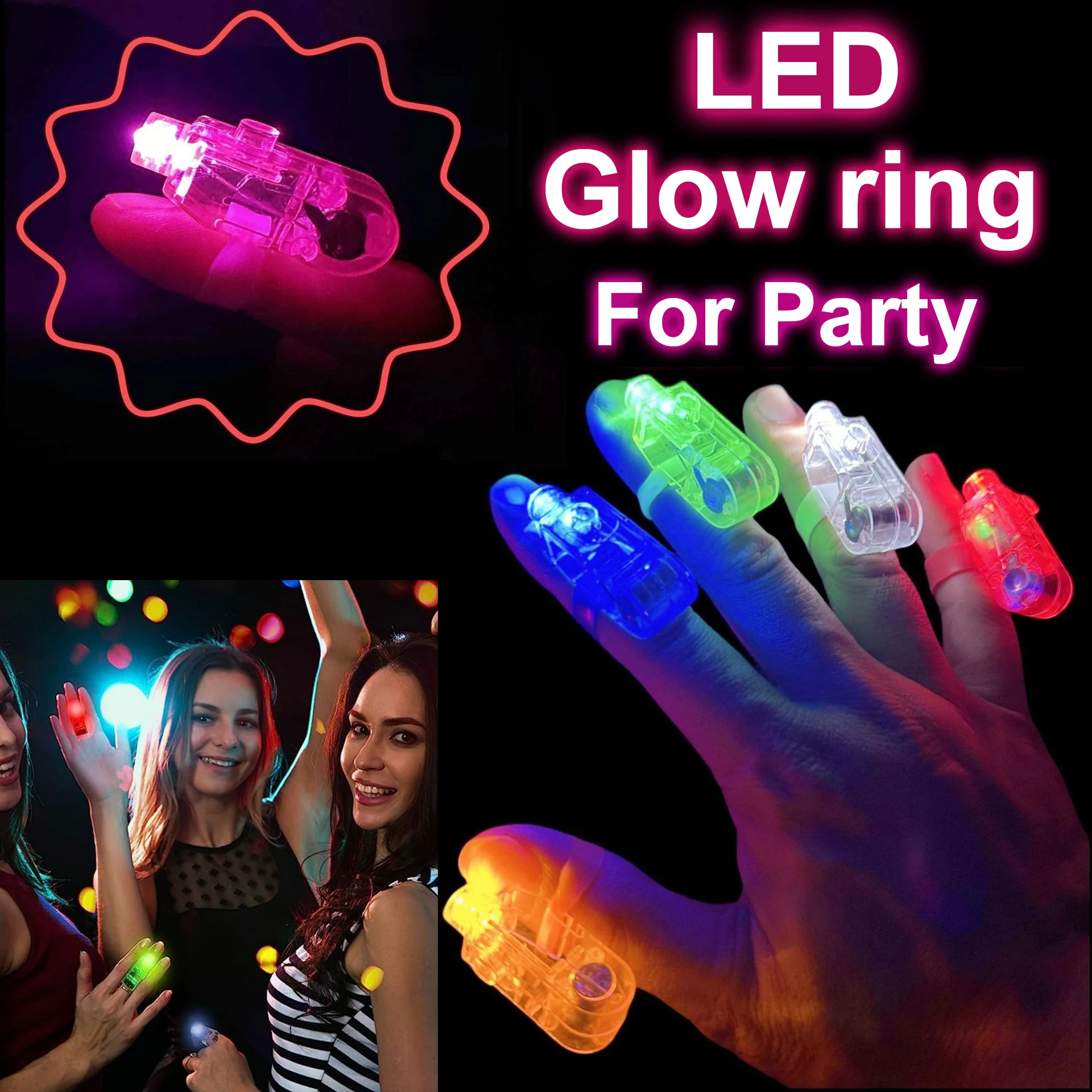 20/30pcs LED glow rings concert birthday party holiday party Colorful luminous ring lamp seven color lamp