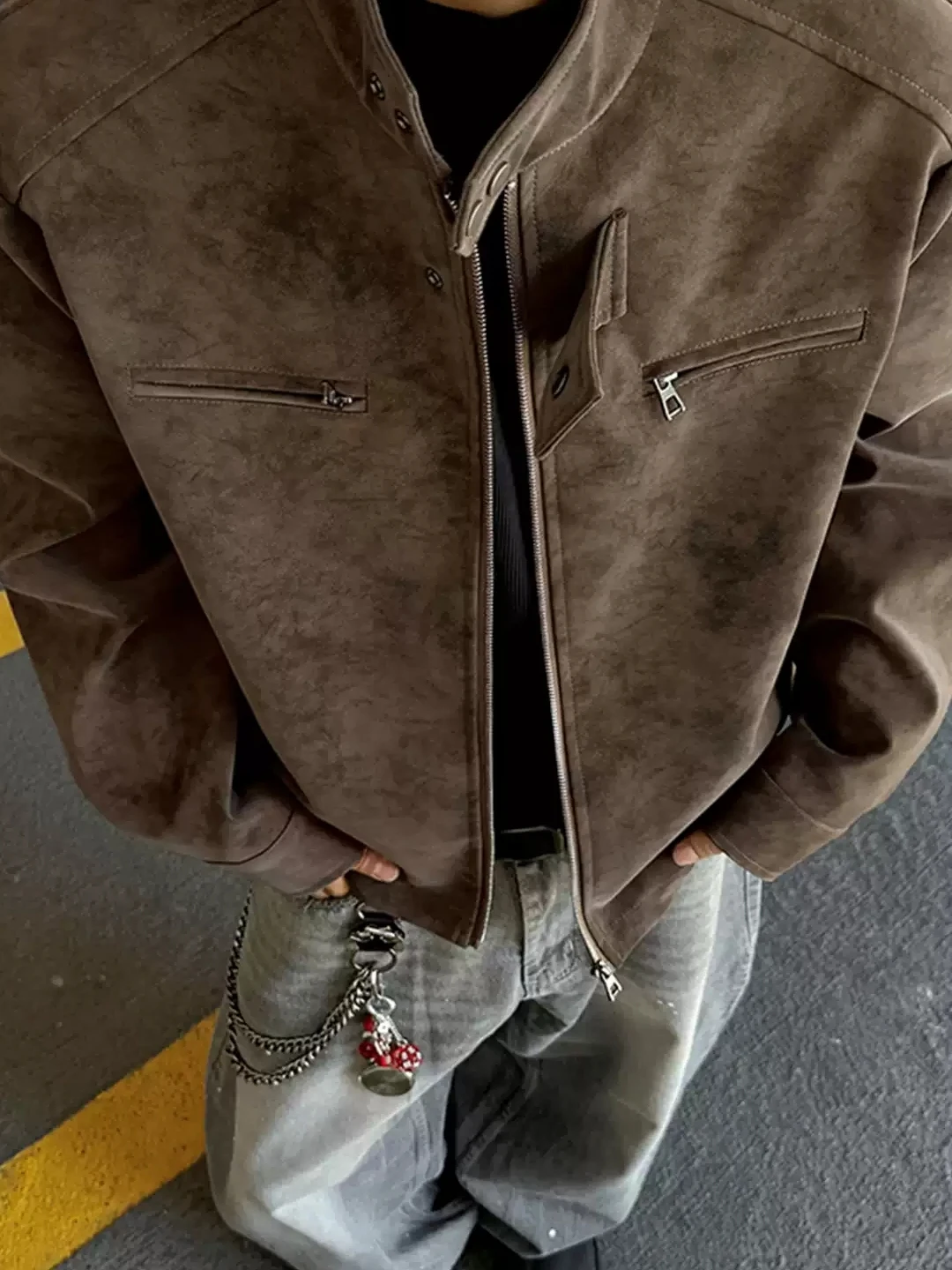 American Sle Thiened Retro Stand Colletto in pelle da uomo Jaet Autunno Inverno Caldo lungo Sve Moto PU Jaet