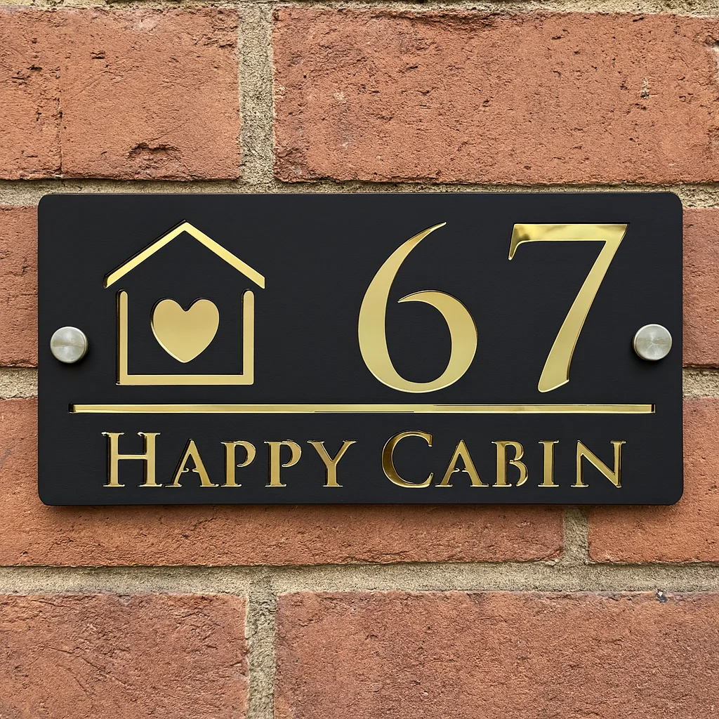 Modern Personalized Custom Laser Cut Acrylic House Number Sign Plate For Outdoor Street Address Plaque Home 3D Love Heart Gift