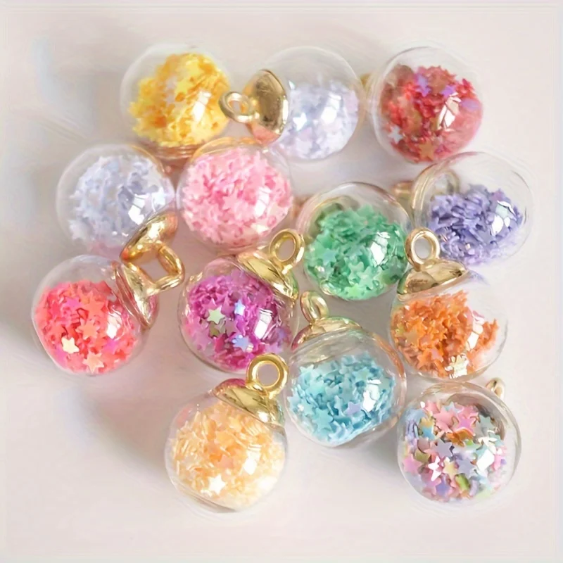 

20pcs colored pentagram round ball pendant, glass ball pendant, earrings, earrings, earrings accessories