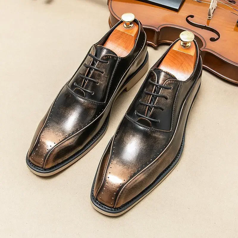 

Black Leather Shoes Men's Party Business Formal Wear British Men Suit Soft Bottom Leather Shoes Retro