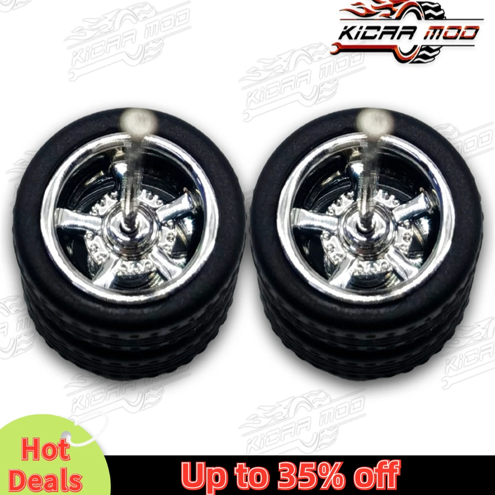 1/64 Model Car Wheels with Rubber Detachable Tires Five Spoke Refitting Parts for Diecast Toys Hot Wheels Matchbox D:11mm 1 Set