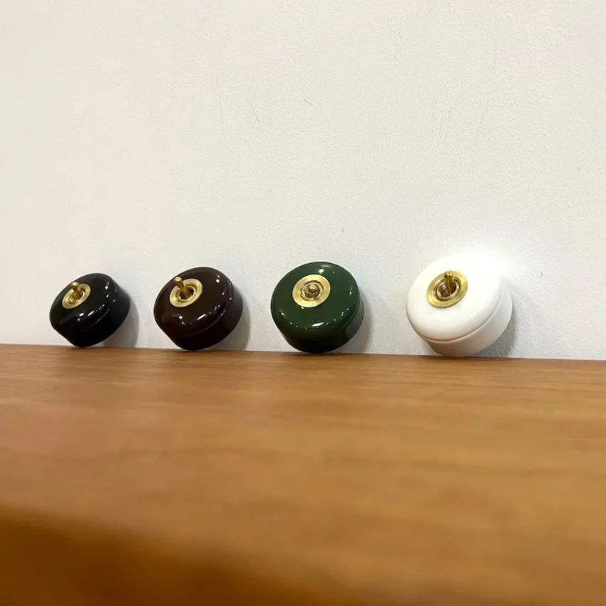Vintage Retro Switch Led Metal Lever Creative Black White Simple Decorate Round Ceramic Porcelain Toggle Light Switch