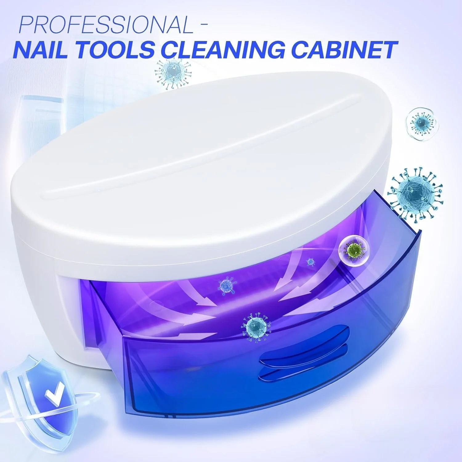 Esterilizador UV para herramientas de uñas, herramientas de manicura de 8W, caja de limpieza, gabinete de desinfección de ozono tipo cajonera para tijeras, herramientas de decoración de uñas