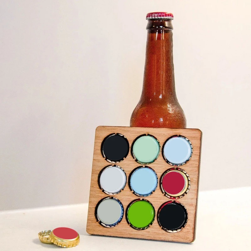 Beer Cap Collector Coaster Unique Beer Bottle Cap Display Rustic Beer Cap Coaster Display Set For Men Cave Decor Dad Gifts