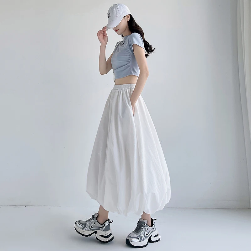 Ladies Cute Aesthetic Midi Flower Bud Skirt Women Clothing Female Summer Fashion Casual Sexy Girls Kawaii Long Skirts VAL1358 2