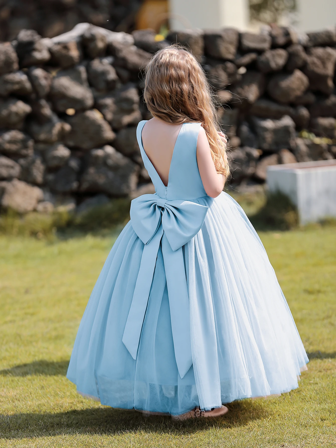 Kids Dresses for Girls Satin Birthday Party Tulle Pageant Dress Elegant Princess Casual Formal Children Clothing Wholesale