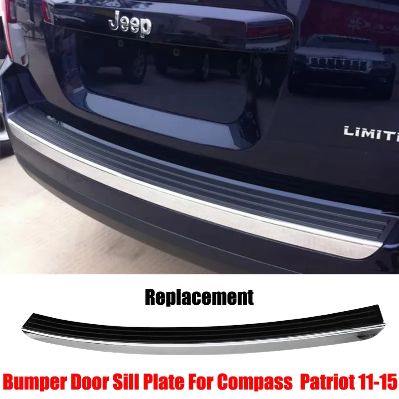 Stainless Steel rear Trunk Lid Hatch Bumper Door Sill Scuff Plate Trim  For Jeep Compass  Patriot 2011 2012 2013 2014 2015