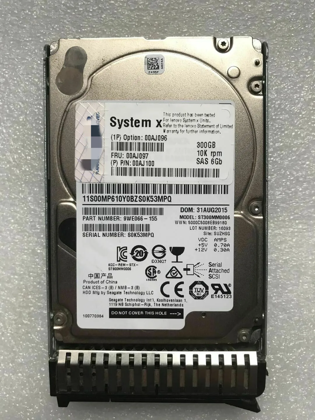 Para IBM 300GB 10K RPM 00AJ097 00AJ096 6Gbps SAS 2,5 "G3 disco duro HDD de intercambio en caliente