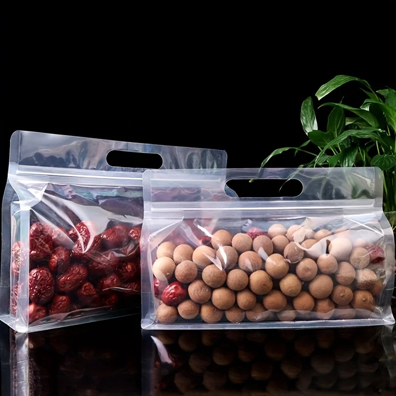 5 stücke tragbare transparente bereifte achteckige versiegelte Verpackungs tasche, Null Lebensmittel selbst dichtende Tasche, selbst tragende Tasche, Trocken waren nu