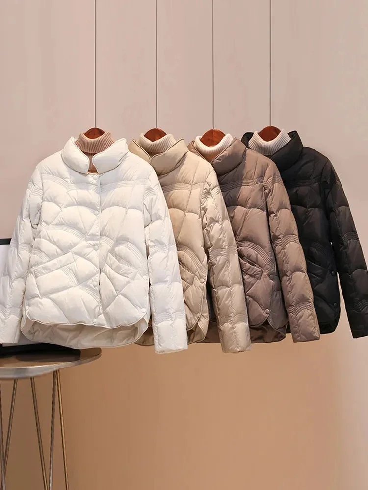 

Ultra Light Duck Down Jacket Autumn Winter Women Down Coat Single Breasted Warm Female Puffer Coat Parka