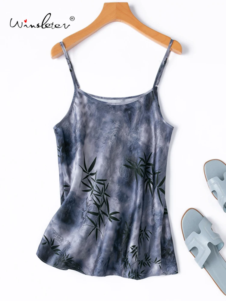 

Winsleter-Women 100%Real Silk Elegant Sling, Floral Jacquard, Retro Versatile Commute Adjustable Camisole, 2025 Summer T57431CC
