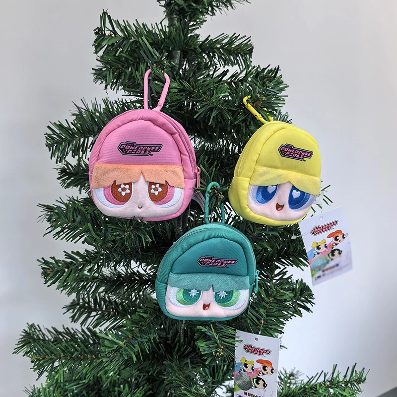 Original The Powerpuff Girls peluche casque sac mignon joli porte-monnaie sac à bandoulière 10 cm cadeau de saint valentin
