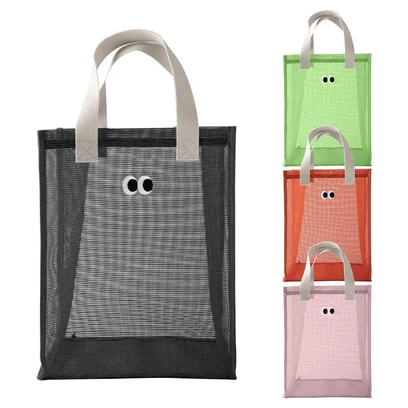 Mesh Beach Tote Bag Waterproof Drain Women Summer Beach Bag Large Capacity Folding Ladies Handbag Portable Reusable Tote Bag