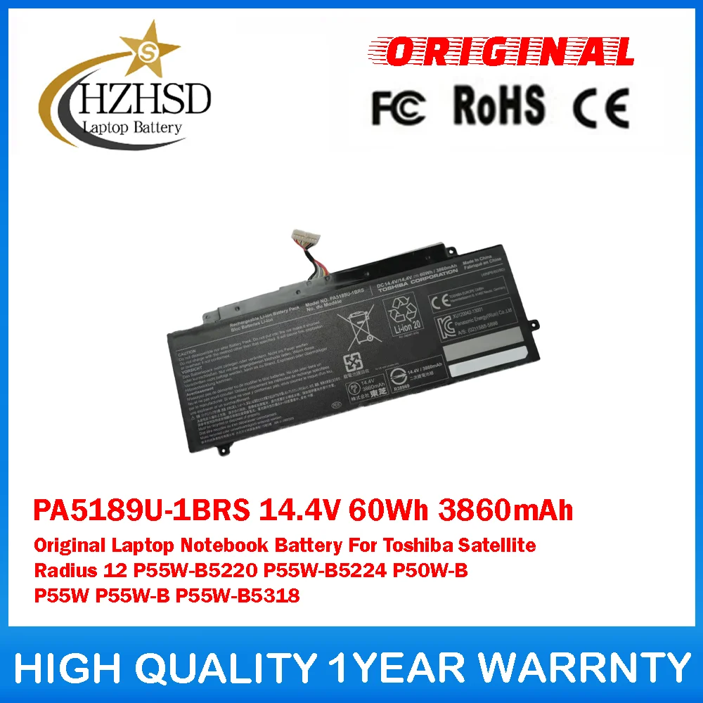 

PA5189U-1BRS 14,4 В 60 Втч 3860 мАч оригинальный аккумулятор для ноутбука Toshiba Satellite Radius 12 P55W-B5220 P55W-B5224 P50W-B