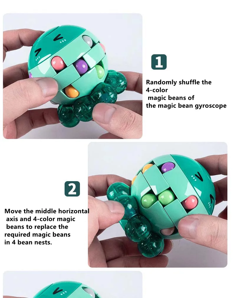 Kids Magic Rotating Bean Cubes Adults Fingertip Fidget Stress Relief Game Professional Magic Cube Puzzle Toys for Children