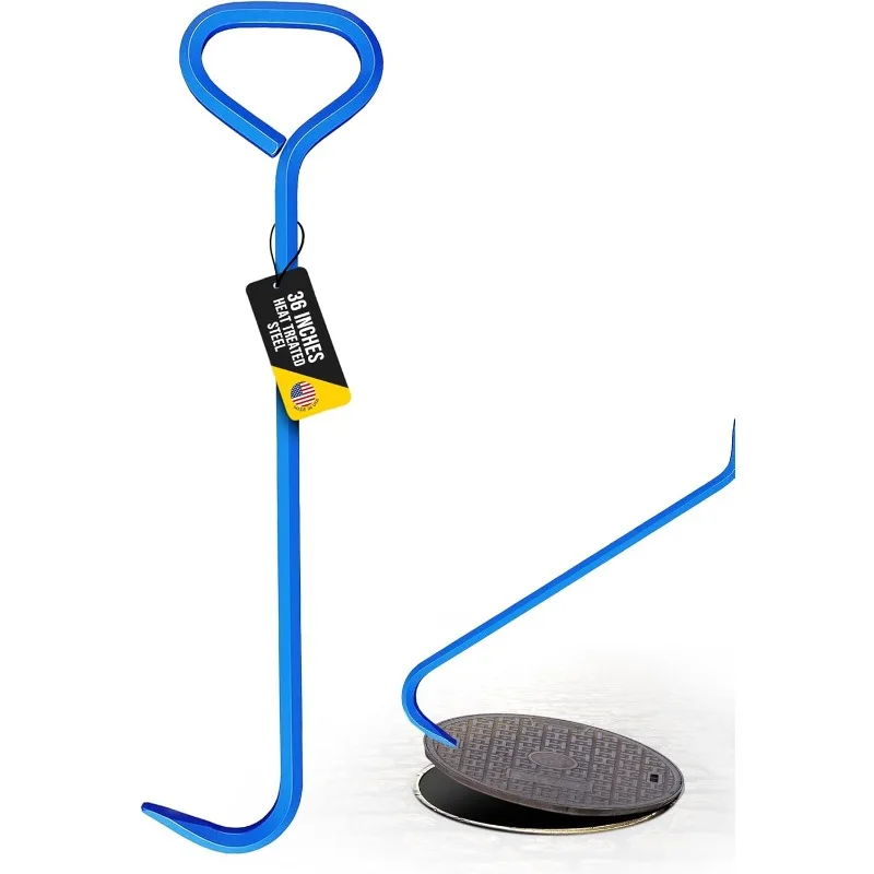 

36-Inch Manhole Hook Tool - Heavy Duty Single Hook for Lifting Manhole Covers, Storm Drains, Septic Tank Risers - Rigi