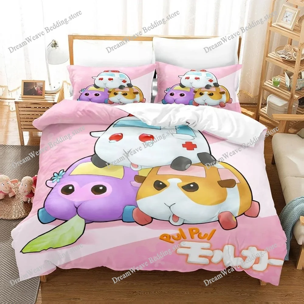 

Pui Pui Molcar Bedding Set Single Twin Full Queen King Size Bed Set Adult Kid Bedroom Duvet Cover Sets 3D Anime Bed Sheet Set