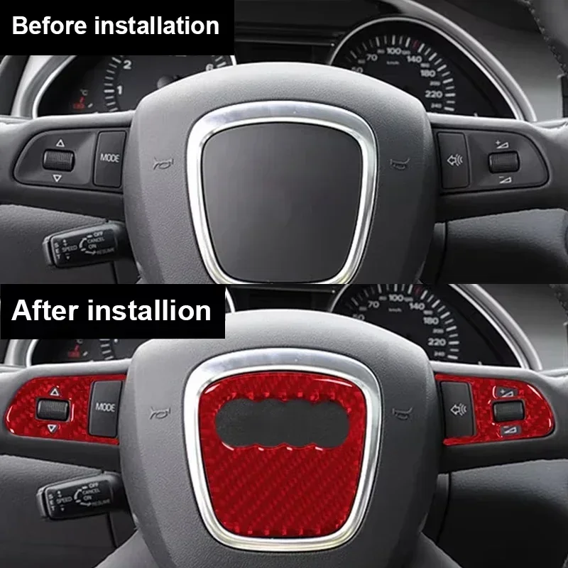 1SET Car Steering Wheel Ring Trim Carbon Fiber Sticker Cover  For Audi A4 B8 8K A6 C6 4F Q5 8R Q7 4L A3 Auto Accessories