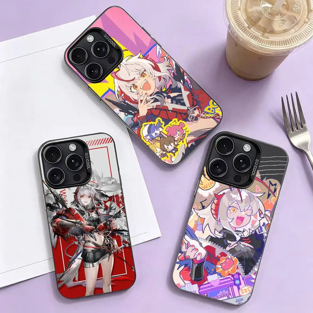 

w-Wisadel W Arknights Phone Case For iPhone 17,16,15,14,13,12,11 Plus,Pro Max,XS,Colorful Silver Black Cover