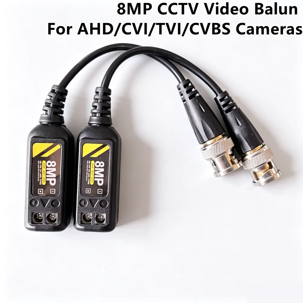4K CCTV Video Balun Connectors Passive AHD/TVI/CVI/CVBS Signal Transceivers For 8MP/5MP/1080P Single Channel For BNC Cameras