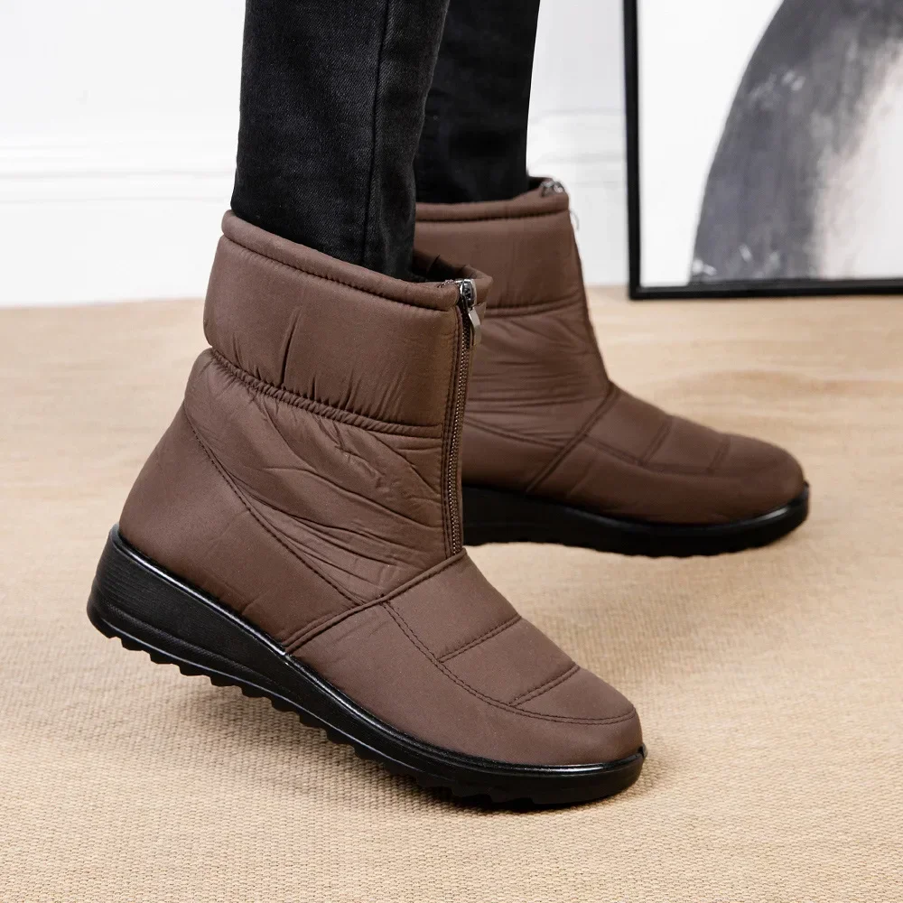 Platform Waterproof Snow Boots Women 2024 Winter Thick Plush Ankle Boots Woman Non Slip Warm Cotton Padded Shoes Ladies