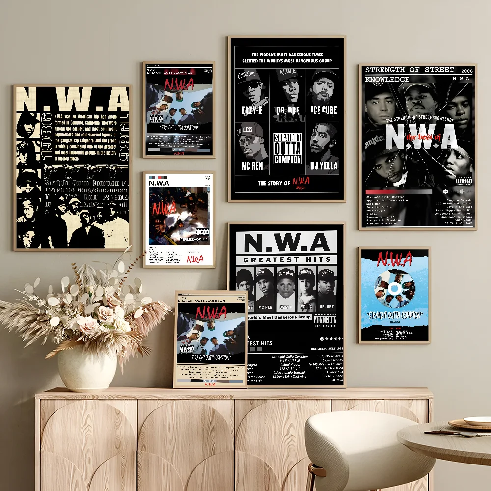 NWA Straight Outta Compton Classic Vintage Anime Posters Sticky HD Quality Wall Art Retro Posters for Home Kawaii Room Decor