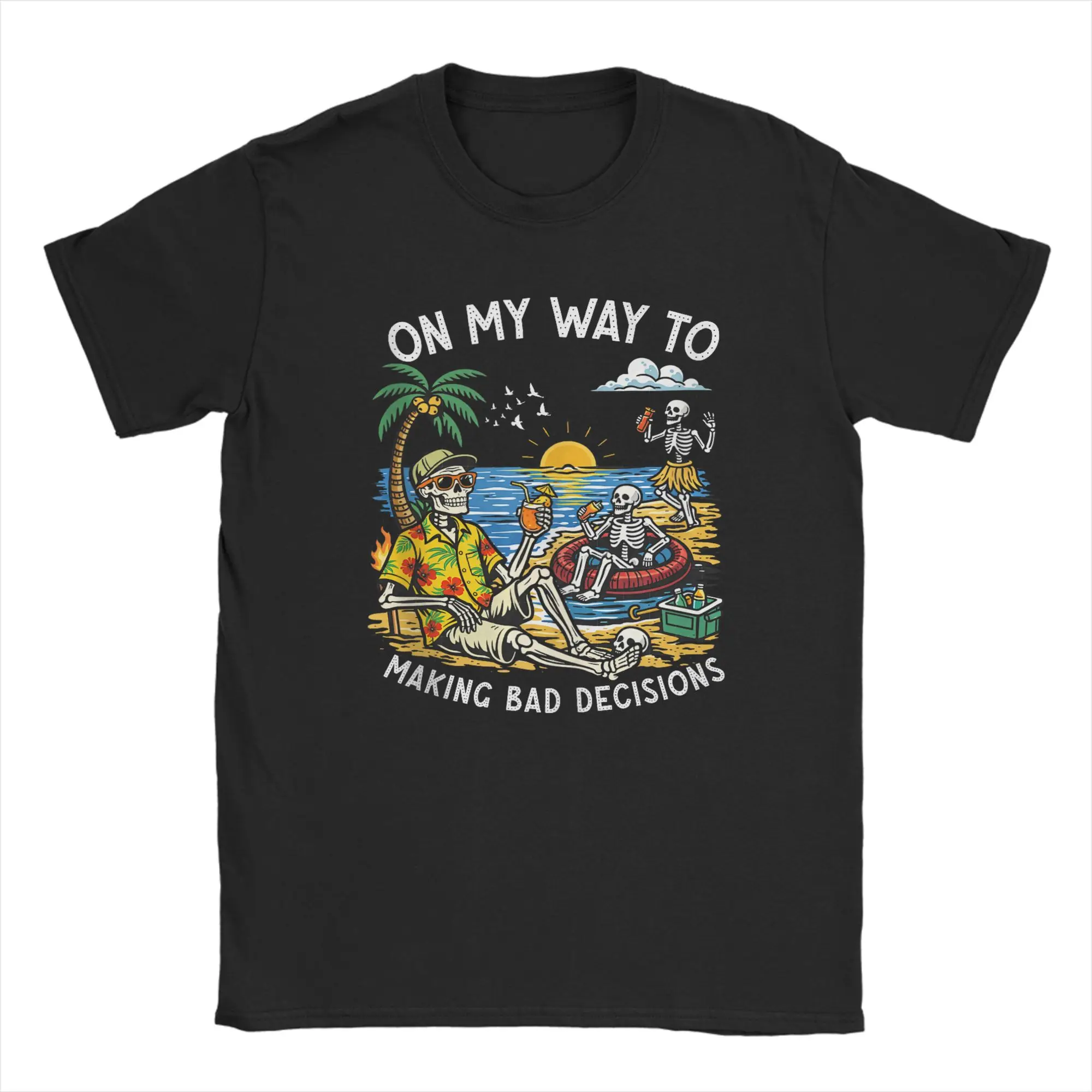 On My Way to Making Bad Decisions  Men T Shirt  Funny Tees Short Sleeve Crew Neck T-Shirts Cotton Plus Size Tops