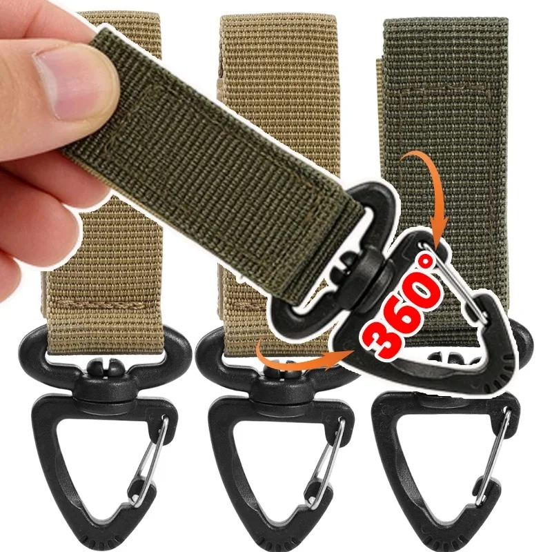 1/2/3pcs Heavy Duty Carabiner Clip Tactical Hook Double Layer Webbing 360 Rotating D Ring for Backpack Belt Keychain Survival
