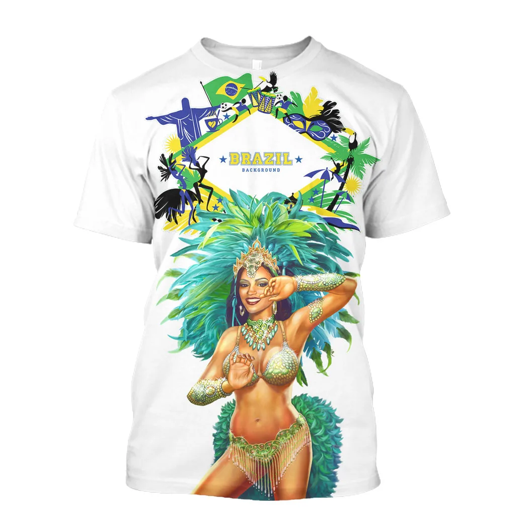 Jumeast Brasil Flag 3D Graphic T Shirts 200th Independence Day Printed T Shirt Fireworks September 7 Brazil Samba Dance Tops