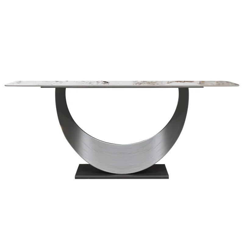 Designer Console Tables Light Luxury and Simplicity Modern Home Wall Ultra Narrow Stainless Steel Stone Plate Console