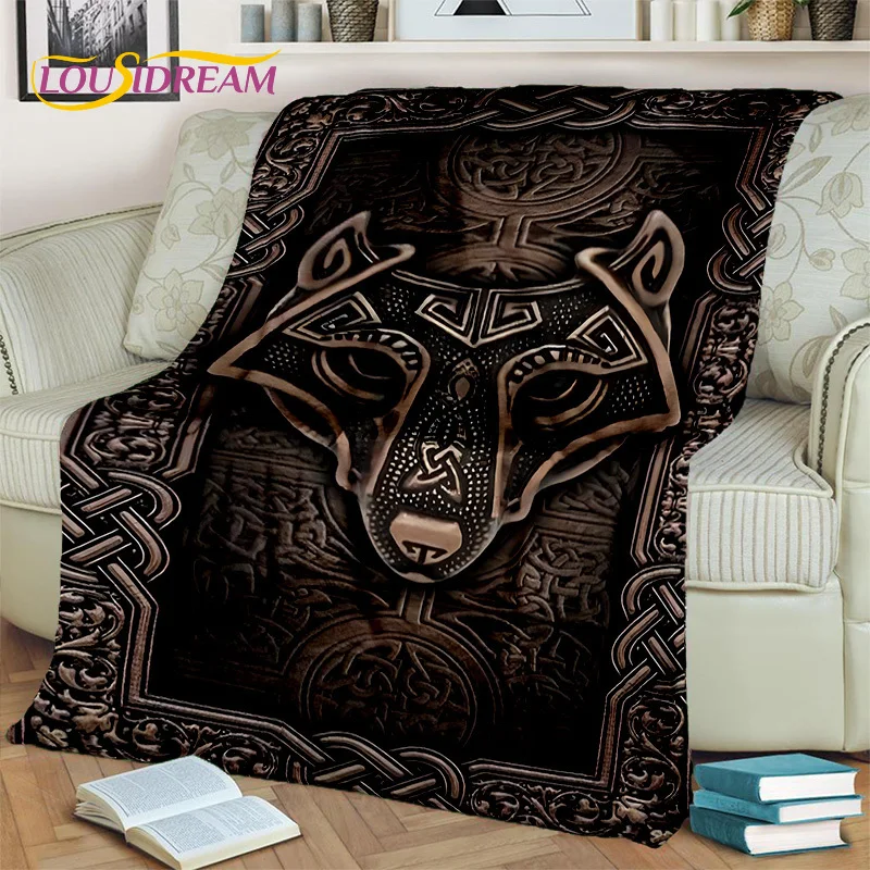 Viking Norse Mythology Fenrir Crow Blanket,Flannel Throw Blanket for Home Bedroom Bed Sofa Picnic Office Hiking Leisure Nap Gift