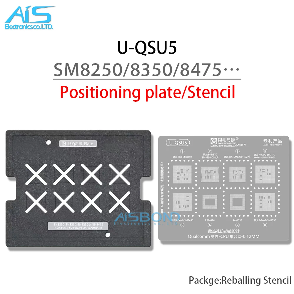 BGA GPU Estación de plantilla de Reballing para SM8350, SM8250, 002, 102, SM7475, SM8475, SM8425, SM8450, SM8550, Snapdragon 888, 865, 8Gen2