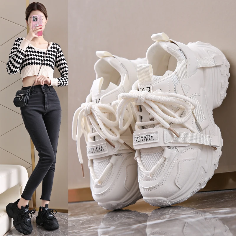 

Women Shoes 2025 New Autumn Trendy Brand Torre Female Thick Sole Increased Casual Flow Reflective Sports Running Trendy Shoes
