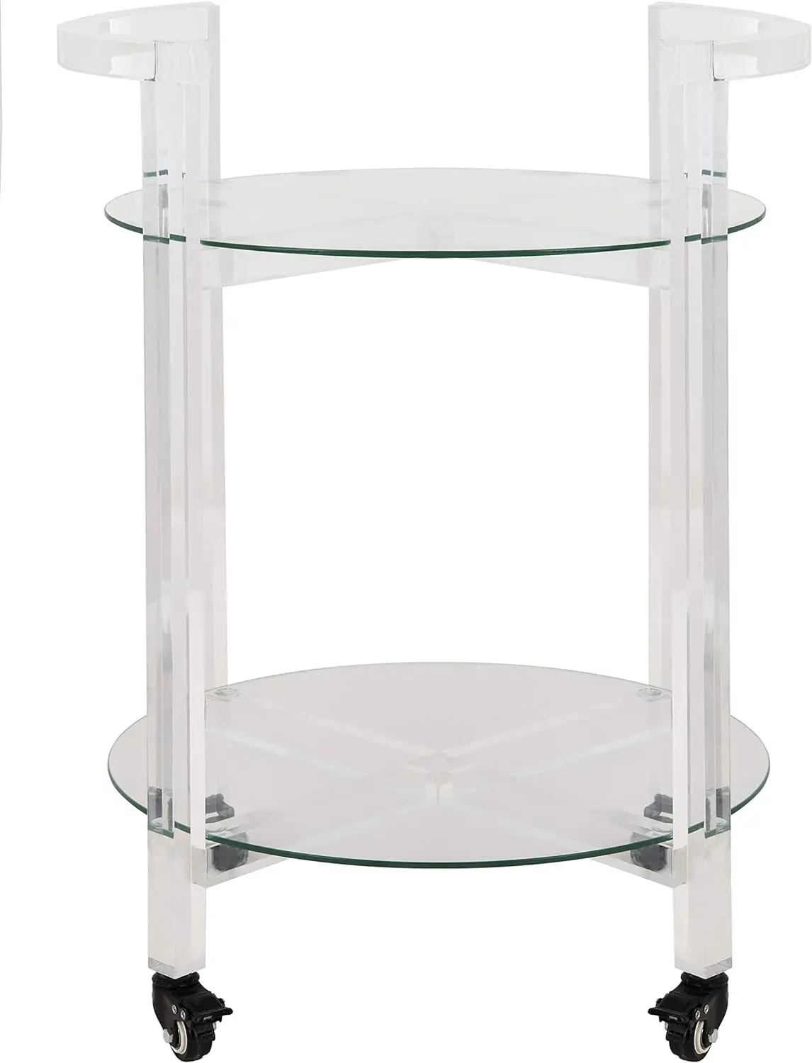 Safavieh Couture Home Jules Glam Clear Acrylic Glass Top 2-tier Bar Cart with Wheels